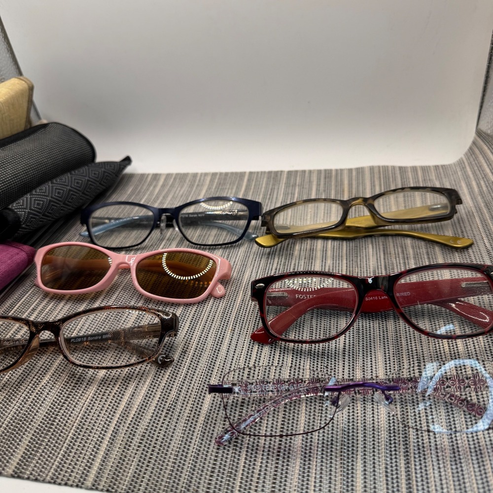 Foster Grant Reading Glasses Sunglasses Lot 6 Pairs Navy Tortoise Red Purple
